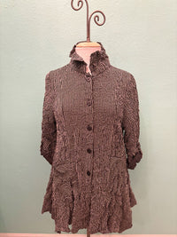 STRIPE BUTTON JACKET WITH ROLL TAB SLEEVE-MOONLIGHT