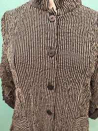 STRIPE BUTTON JACKET WITH ROLL TAB SLEEVE-MOONLIGHT