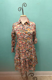 JUNE BUTTONDOWN PINK/GREY RAINBOW-DRESS ADDICT