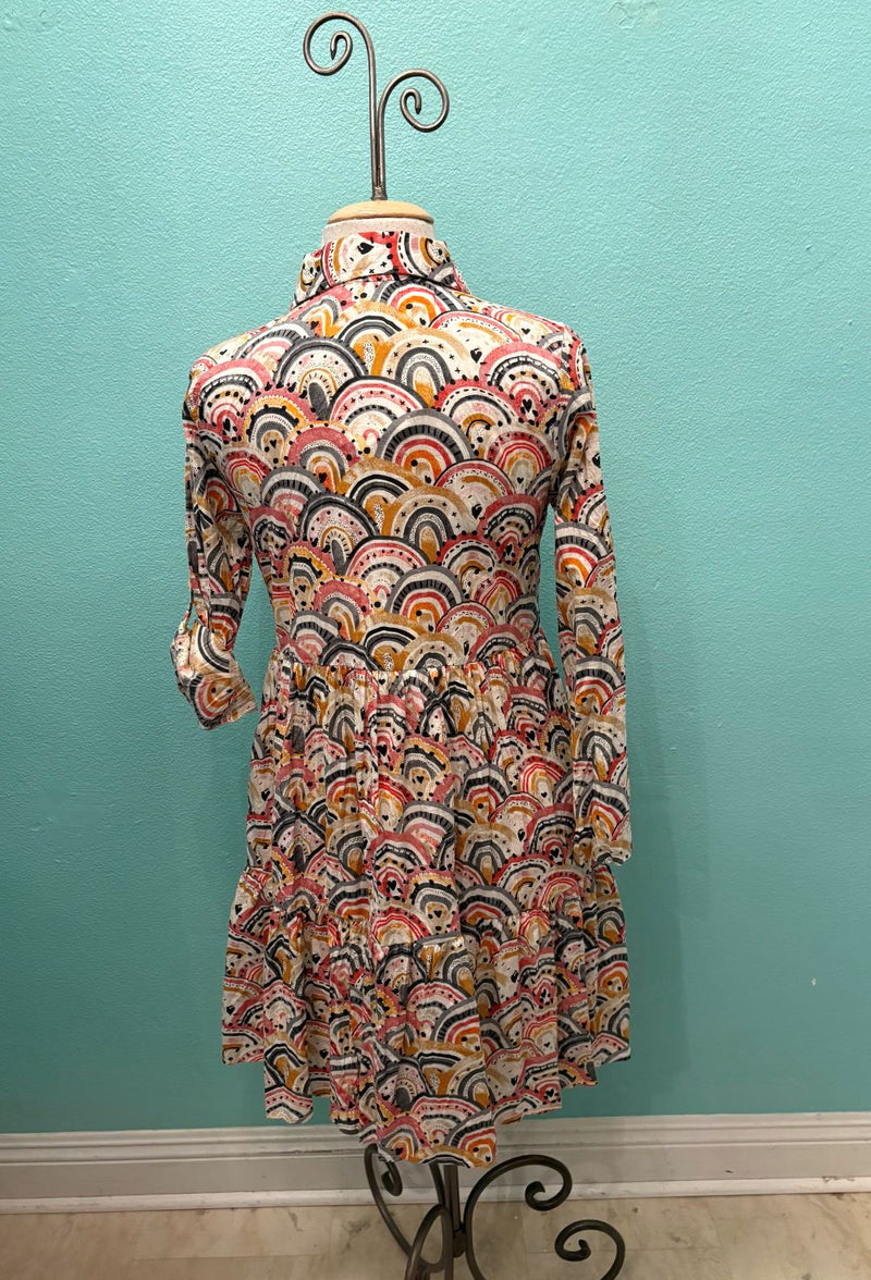 JUNE BUTTONDOWN PINK/GREY RAINBOW-DRESS ADDICT