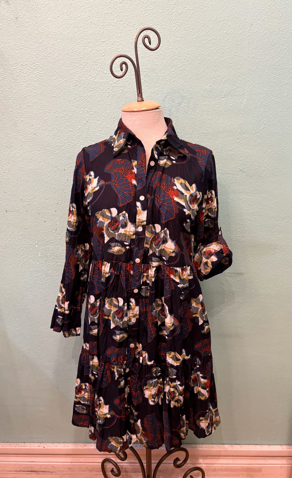 JUNE BUTTONDOWN NAVY FLORAL-DRESS ADDICT