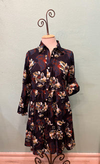 JUNE BUTTONDOWN NAVY FLORAL-DRESS ADDICT