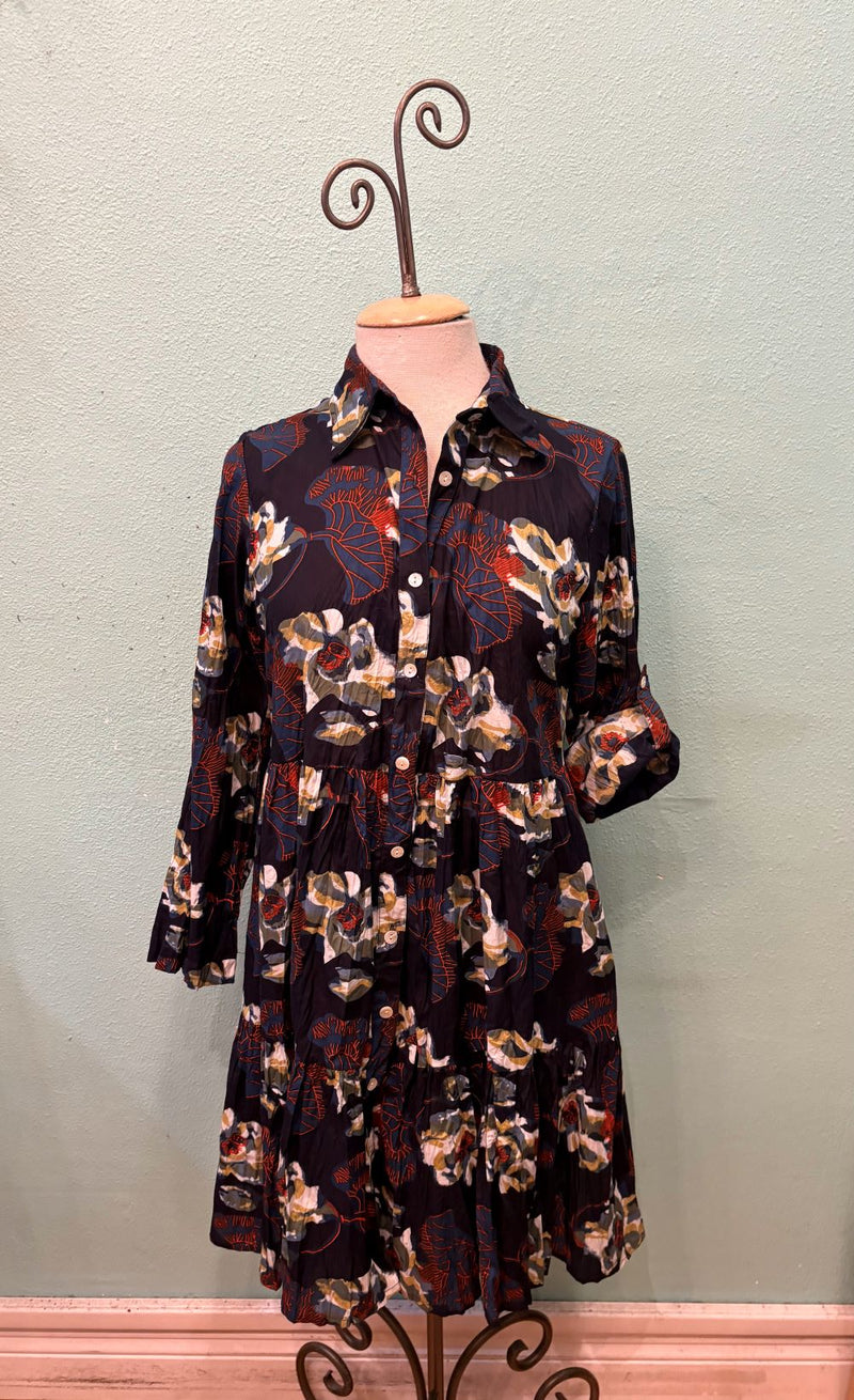 JUNE BUTTONDOWN NAVY FLORAL-DRESS ADDICT
