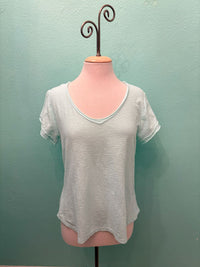RAW EDGE V-NECK TEE-FOUNTAIN-CUT LOOSE