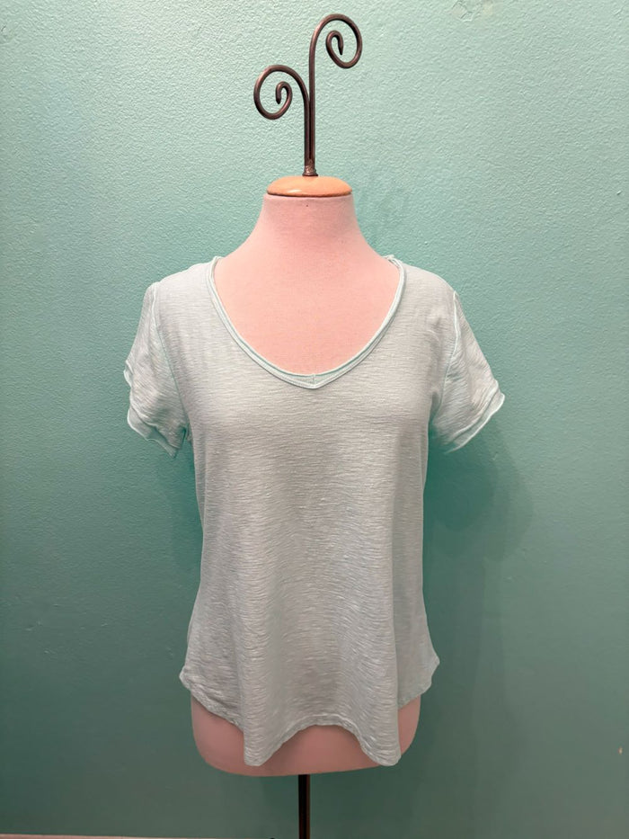 RAW EDGE V-NECK TEE-FOUNTAIN-CUT LOOSE