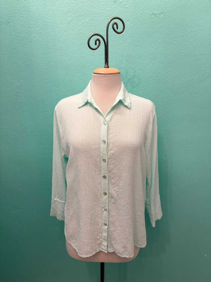 EASY CROP SHIRT CRINKLE CHECK-FOUNTAIN-CUT LOOSE