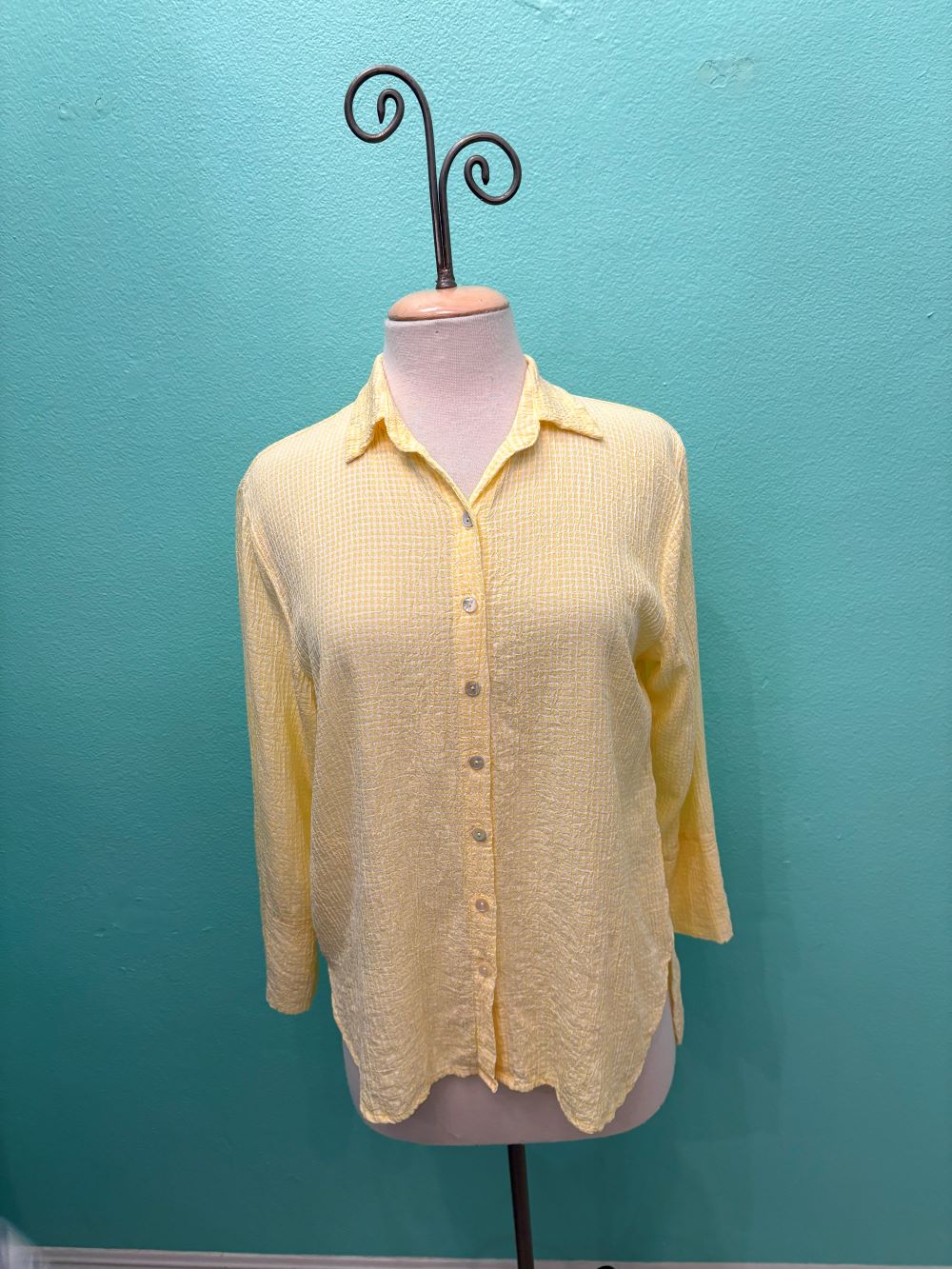 EASY CROP SHIRT CRINKLE CHECK-SOLAR-CUT LOOSE