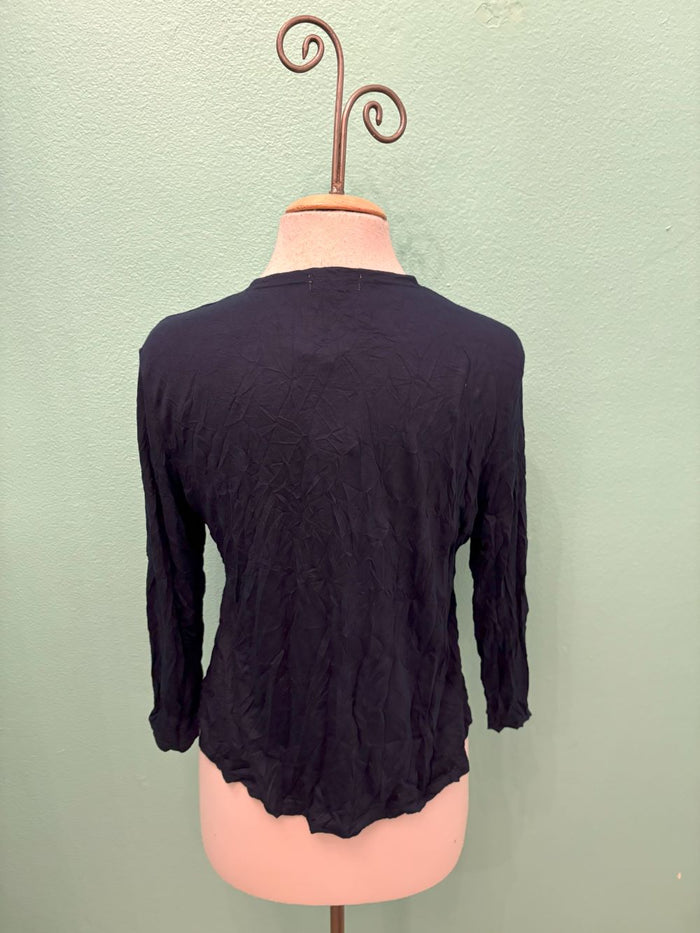 SHORT CRINKLE CARDIGAN-NAVY-SHANA