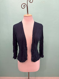 SHORT CRINKLE CARDIGAN-NAVY-SHANA