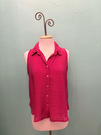 SLEEVELESS COLOR SHIRT PARACHUTE-RHUBARB-CUT LOOSE