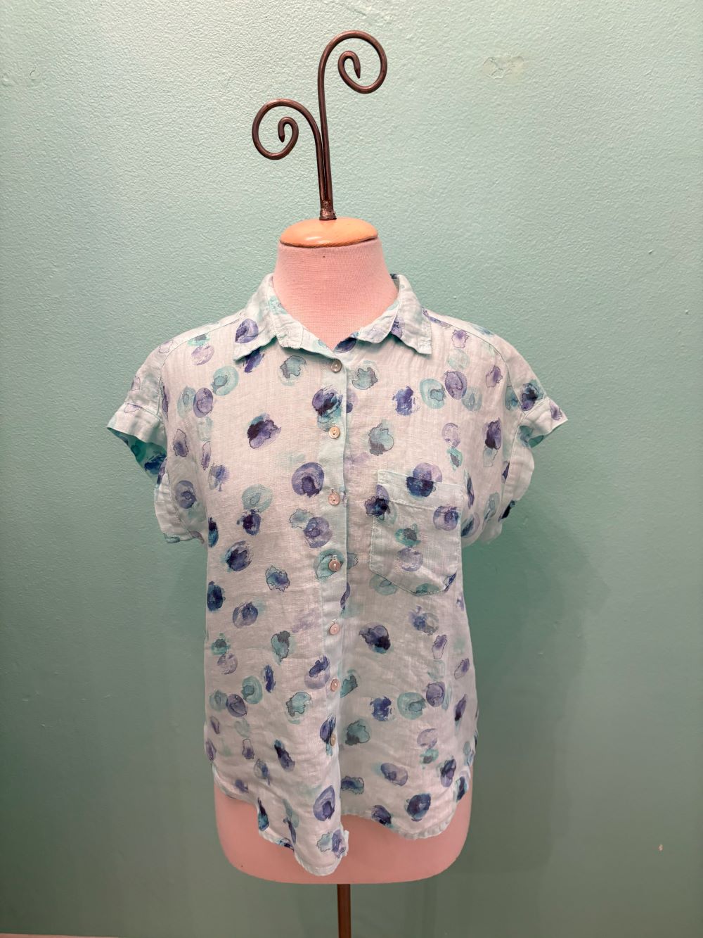 SHORT SLEEVE POCKET LINEN-FOUNTAIN-CUT LOOSE