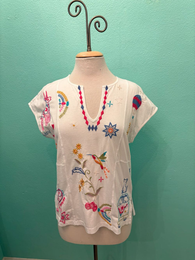 EASY PANELED V-NECK TEE-LOULIA-JOHNNY WAS