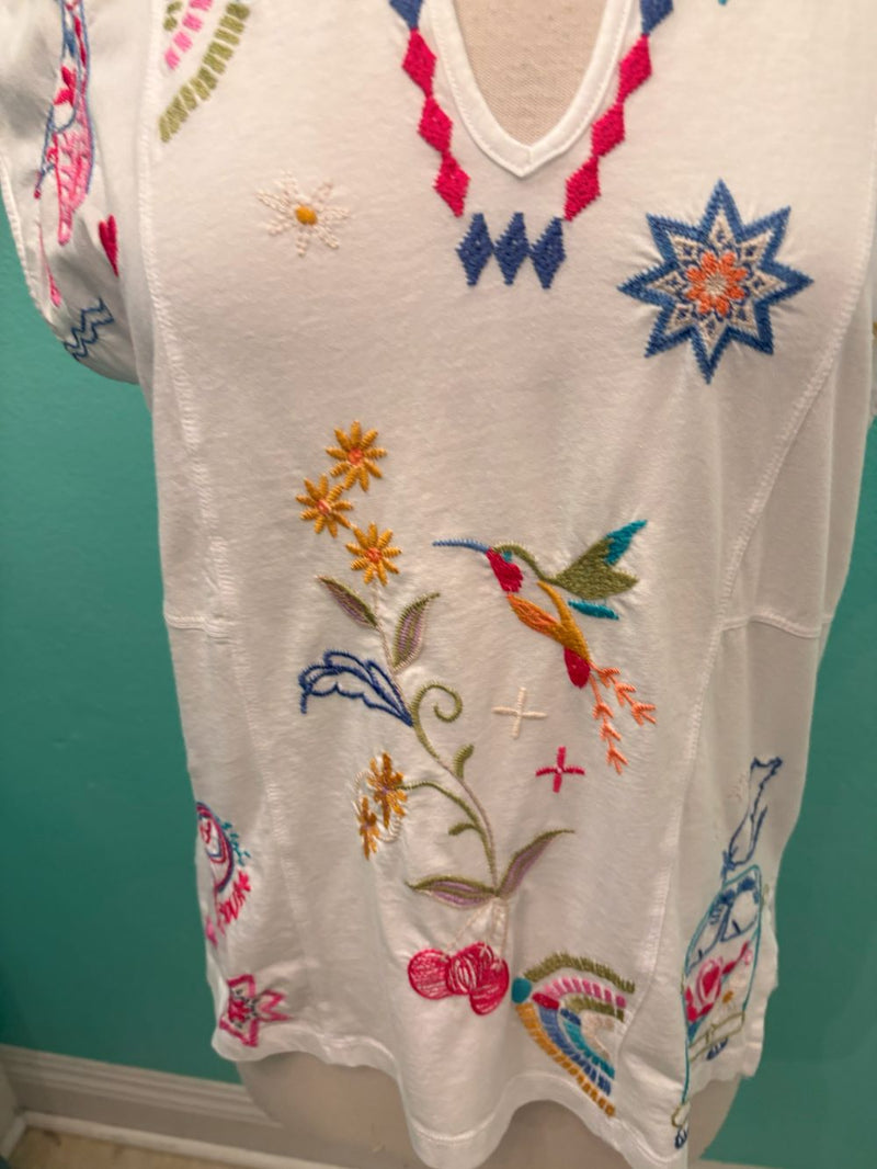 EASY PANELED V-NECK TEE-LOULIA-JOHNNY WAS