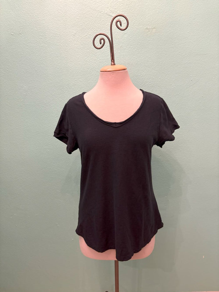 RAW EDGE V-NECK TEE-LIGHTS OUT-CUT LOOSE