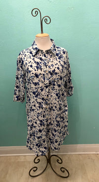 JIJI DRESS WHITE BLUE DITSY FLORAL-DRESS ADDICT