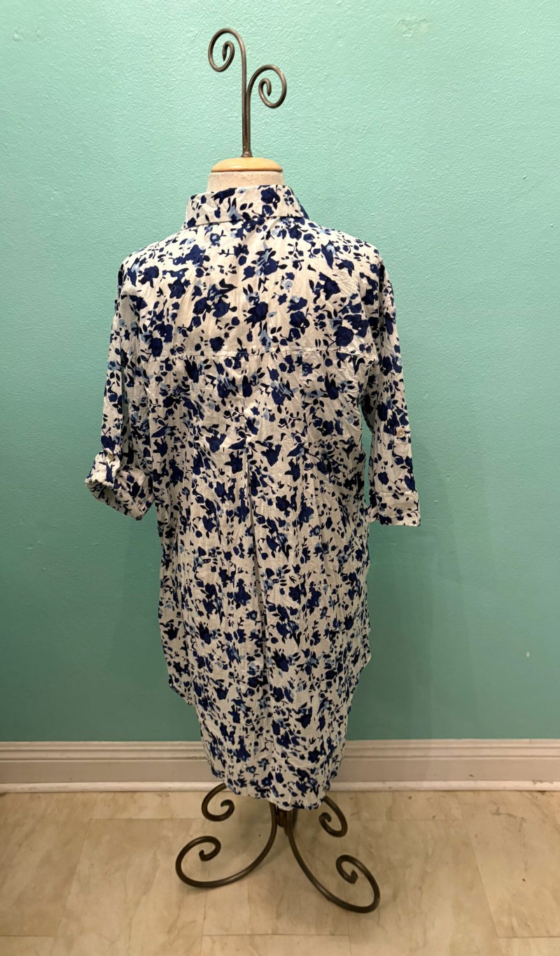 JIJI DRESS WHITE BLUE DITSY FLORAL-DRESS ADDICT