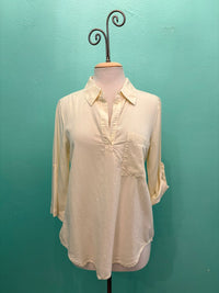 ROLL TAB PATCH POCKET TUNIC-MILK FROST-MODODOC