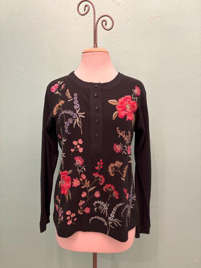 MIXED MEDIA HENLEY THERMAL-MAYRA-BLACK-JOHNNY WAS