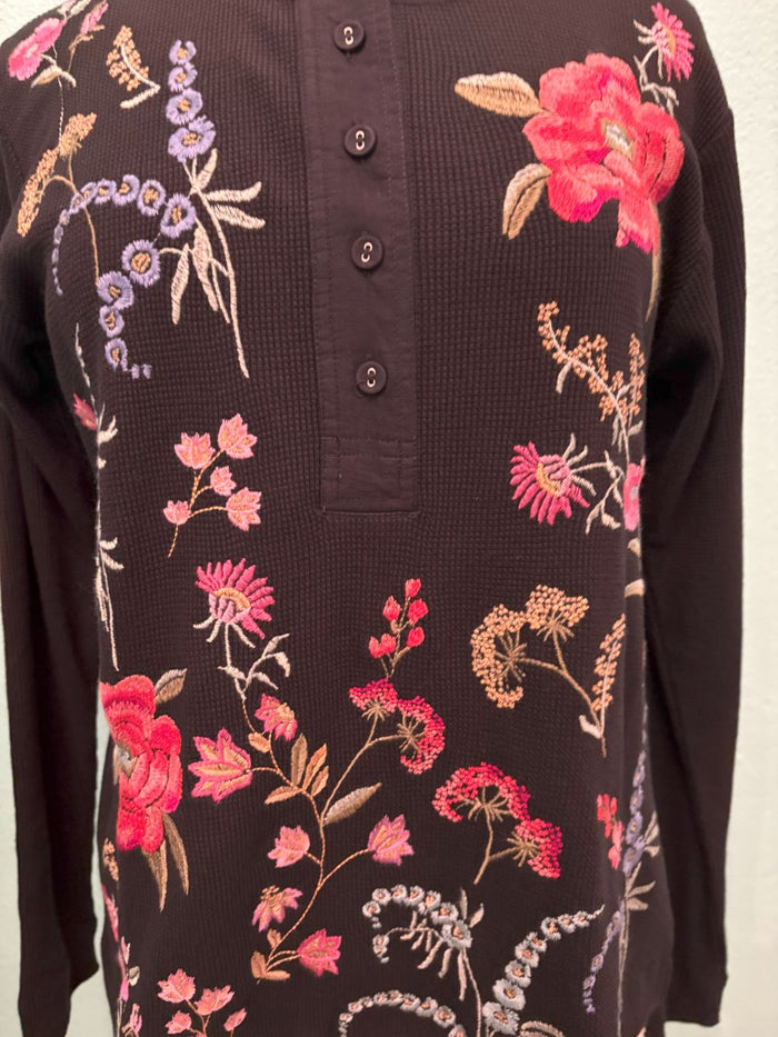 MIXED MEDIA HENLEY THERMAL-MAYRA-BLACK-JOHNNY WAS