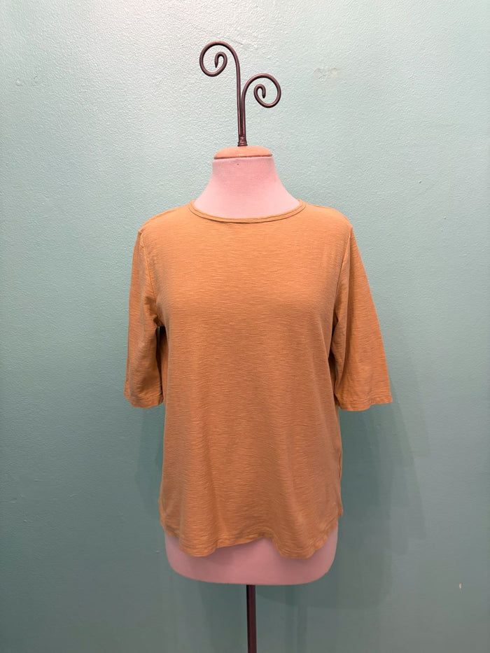 ELBOW SLEEVE BOXY TEE-MUSTARD SEED-CUT LOOSE