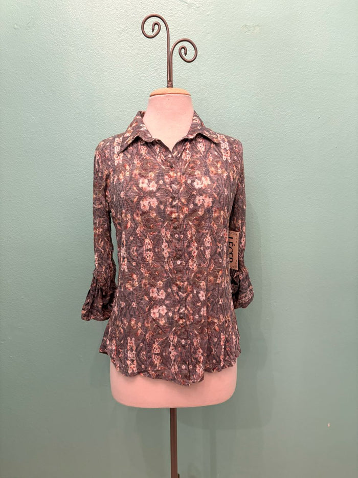 MARGOT ROLL-UP SLEEVE SNAP SHIRT-LEGER