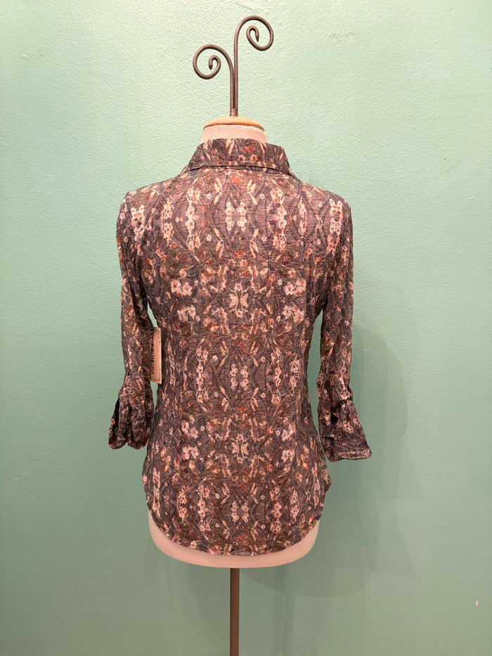 MARGOT ROLL-UP SLEEVE SNAP SHIRT-LEGER