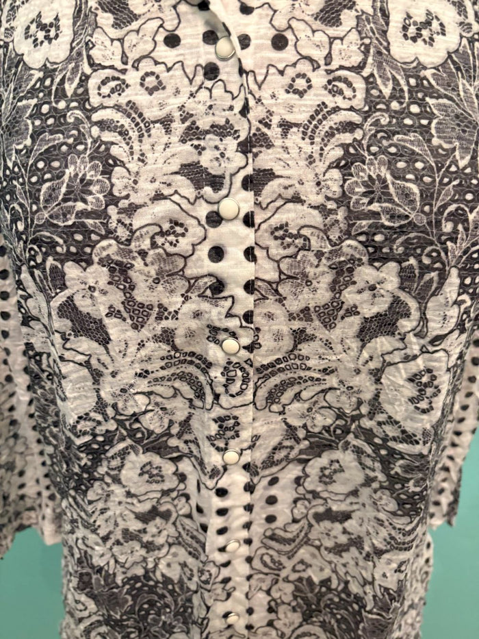 SERAFINA 3/4 SLEEVE SNAP SHIRT-LEGER