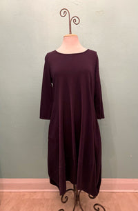 TULIP DRESS WITH POCKETS-BLACKBERRY-COTTON LANI