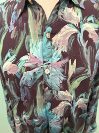 TEAL LEAF HALF BUTTON-UP PULLOVER TUNIC-APNY