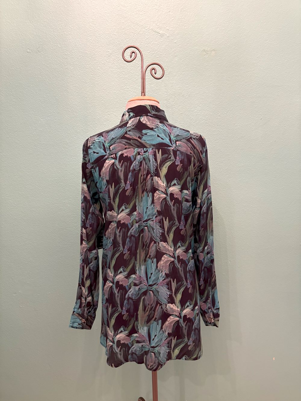 TEAL LEAF HALF BUTTON-UP PULLOVER TUNIC-APNY