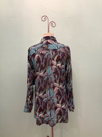 TEAL LEAF HALF BUTTON-UP PULLOVER TUNIC-APNY