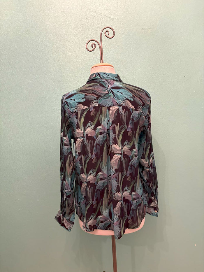 TEAL LEAF BUTTONDOWN BLOUSE-APNY