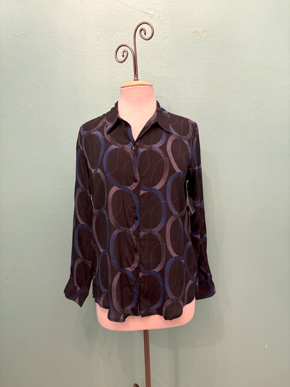 BLUE CIRCLES BUTTONDOWN BLOUSE-APNY