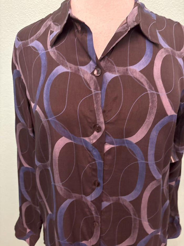 BLUE CIRCLES BUTTONDOWN BLOUSE-APNY