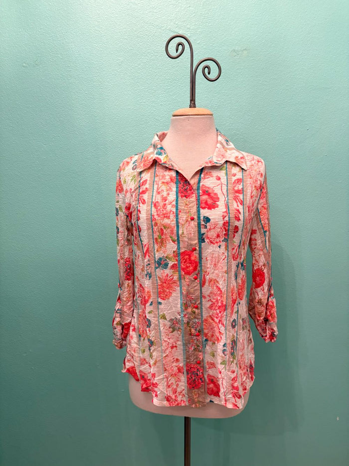 OLIVIA ROLL-UP SLEEVE SNAP SHIRT-LEGER