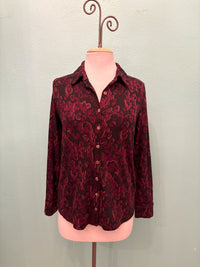 FITTED FLORAL JACQUARD BLOUSE-CINNABARK-CUT LOOSE