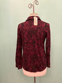 FITTED FLORAL JACQUARD BLOUSE-CINNABARK-CUT LOOSE
