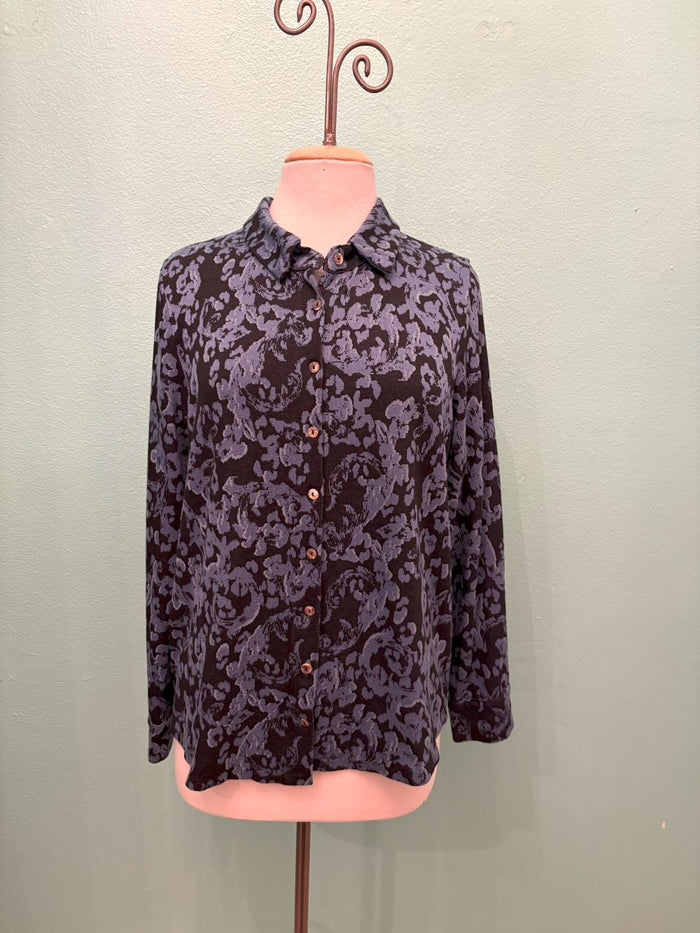 FITTED FLORAL JACQUARD BLOUSE-TIDAL-CUT LOOSE