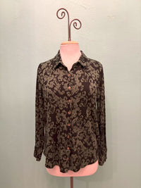 FITTED FLORAL JACQUARD BLOUSE-SUCCULENT-CUT LOOSE