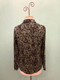 FITTED FLORAL JACQUARD BLOUSE-SUCCULENT-CUT LOOSE