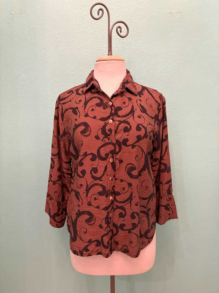 SWIRL CROP EASY SHIRT-COLA-CUT LOOSE