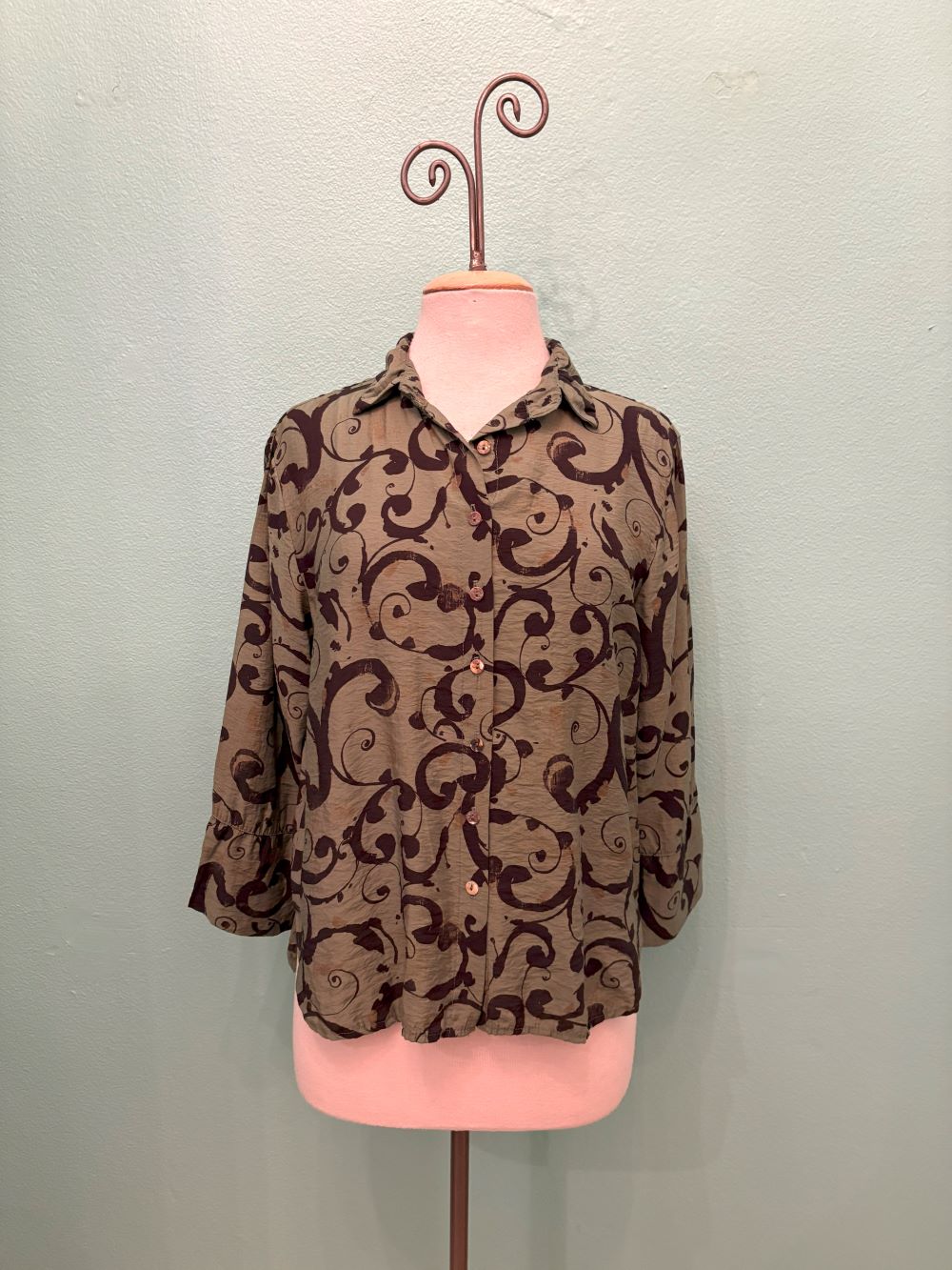 SWIRL CROP EASY SHIRT-SUCCULENT-CUT LOOSE