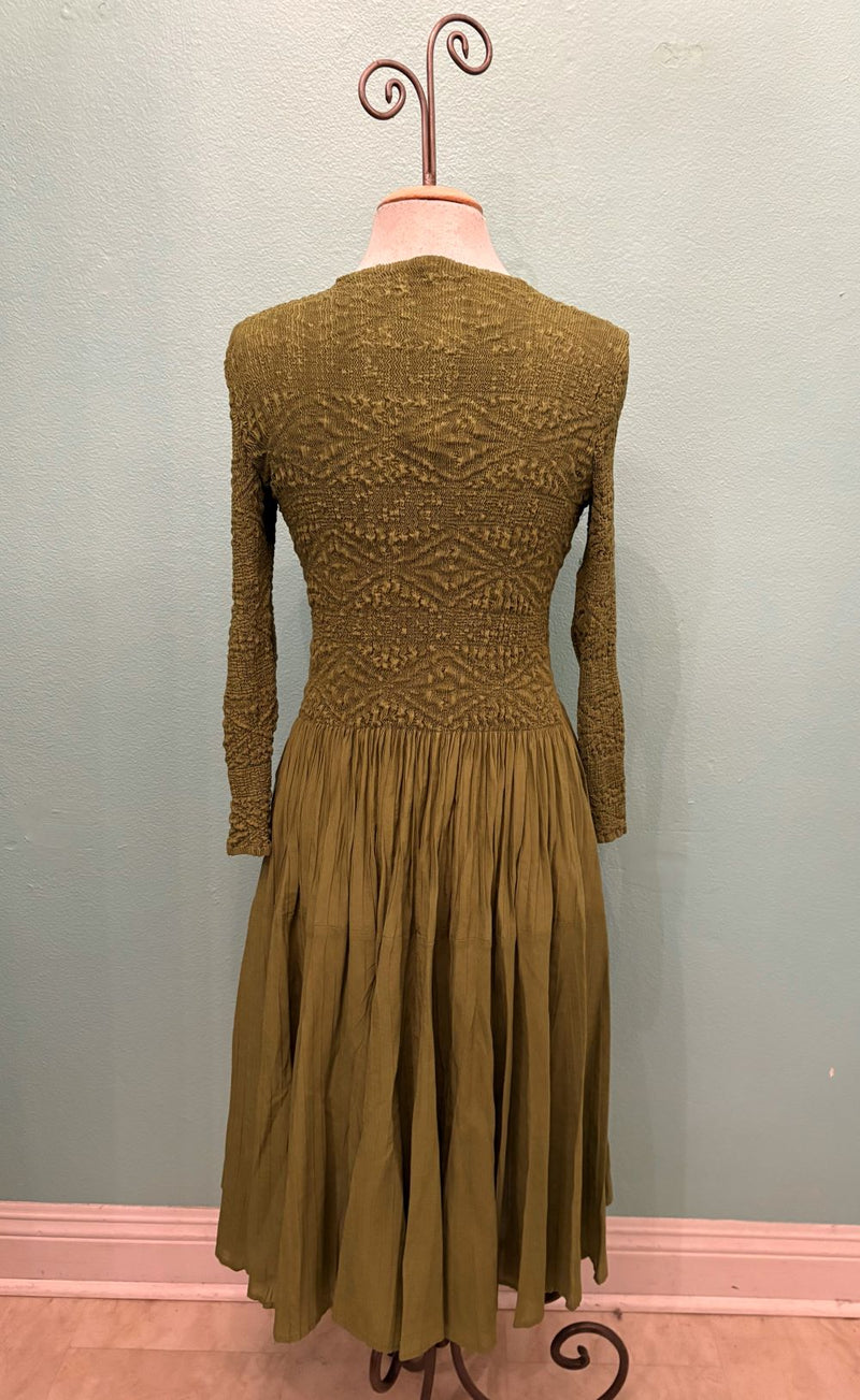 LONG SLEEVE CRINKLE DRESS-VANITE COUTURE