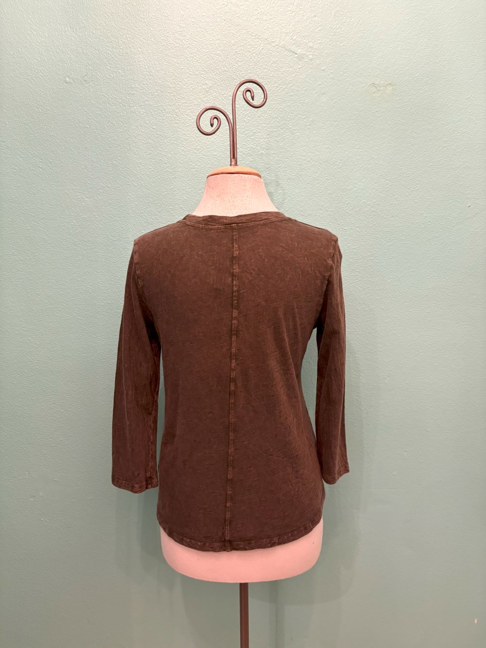 SWING CREW NECK 3/4 SLEEVE TEE-MINERAL OLIVE-COTTON LANI