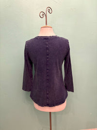 SWING CREW NECK 3/4 SLEEVE TEE-MINERAL INDIGO-COTTON LANI