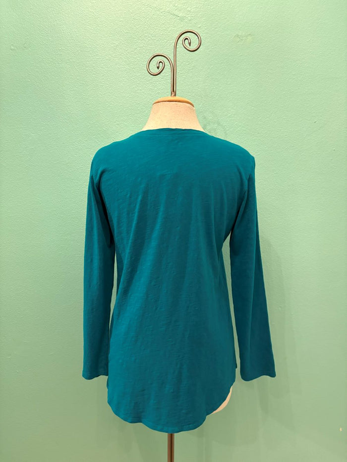 FAVORITE 3/4 SLEEVE POCKET TEE-TEAL-COTTON LANI