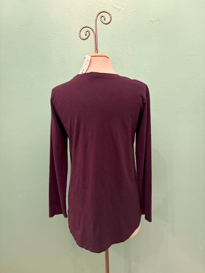 FAVORITE 3/4 SLEEVE POCKET TEE-BLACKBERRY-COTTON LANI