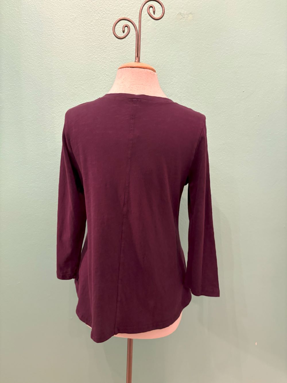 SWING CREW NECK 3/4 SLEEVE TEE-BLACKBERRY-COTTON LANI