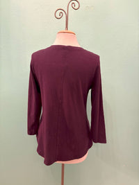 SWING CREW NECK 3/4 SLEEVE TEE-BLACKBERRY-COTTON LAN