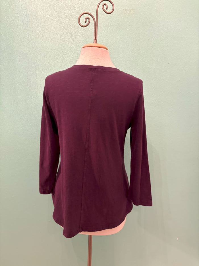 SWING CREW NECK 3/4 SLEEVE TEE-BLACKBERRY-COTTON LAN